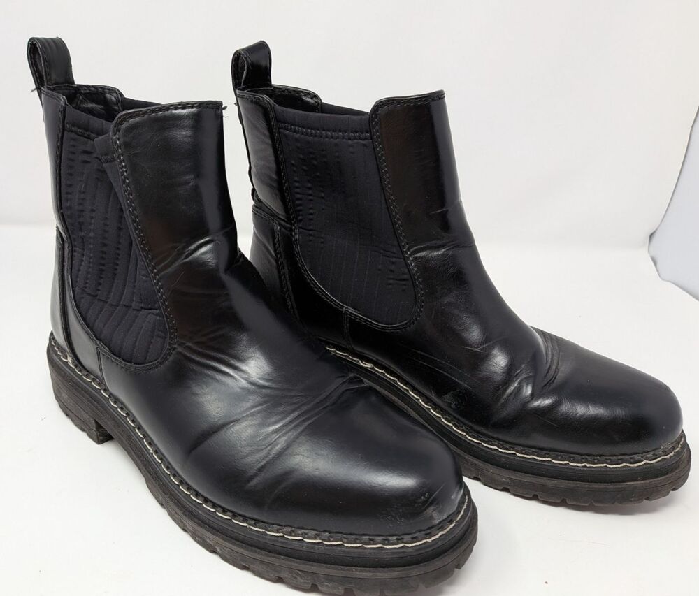 Sam & Libby Chunky Lug Sole Chelsea Boots Women's Size 11 Black Y2K Combat Goth
